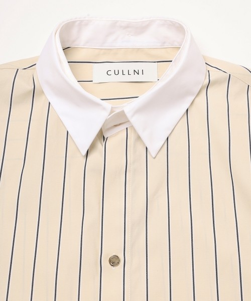 Stripe Broad Detachable Collar Shirt