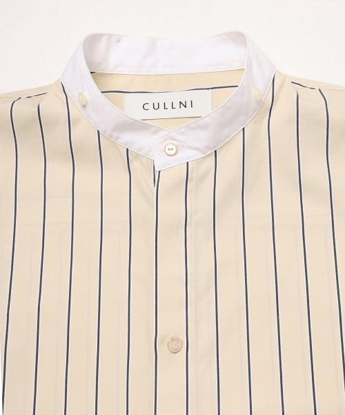 Stripe Broad Detachable Collar Shirt