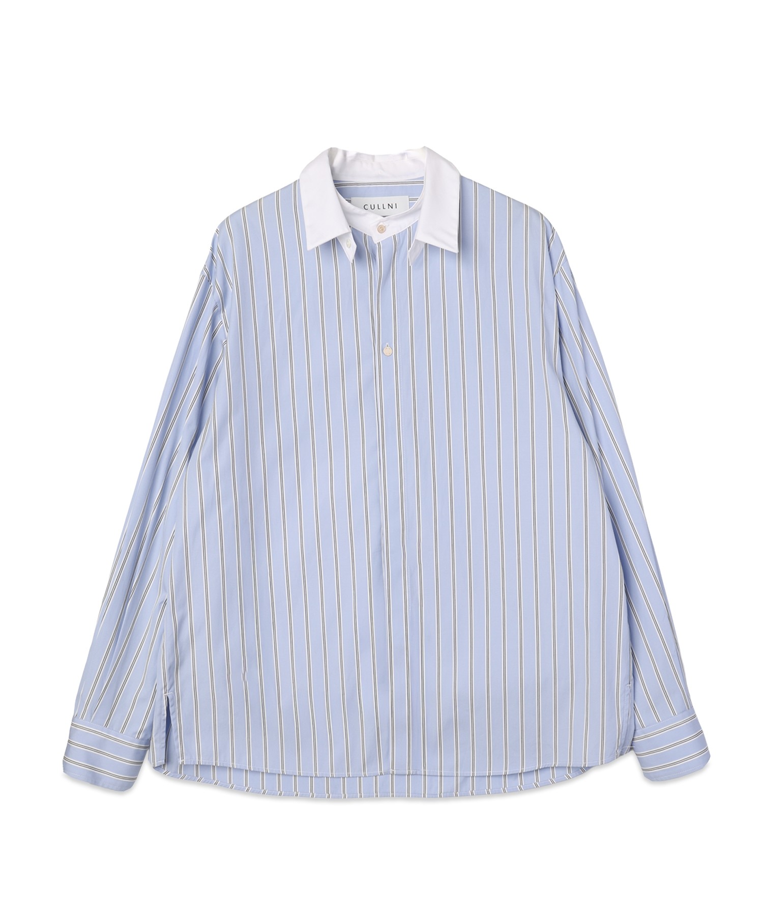 Stripe Broad Detachable Collar Shirt