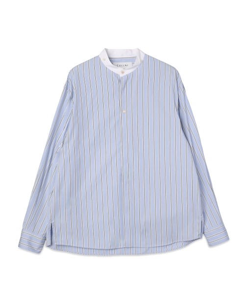 Stripe Broad Detachable Collar Shirt