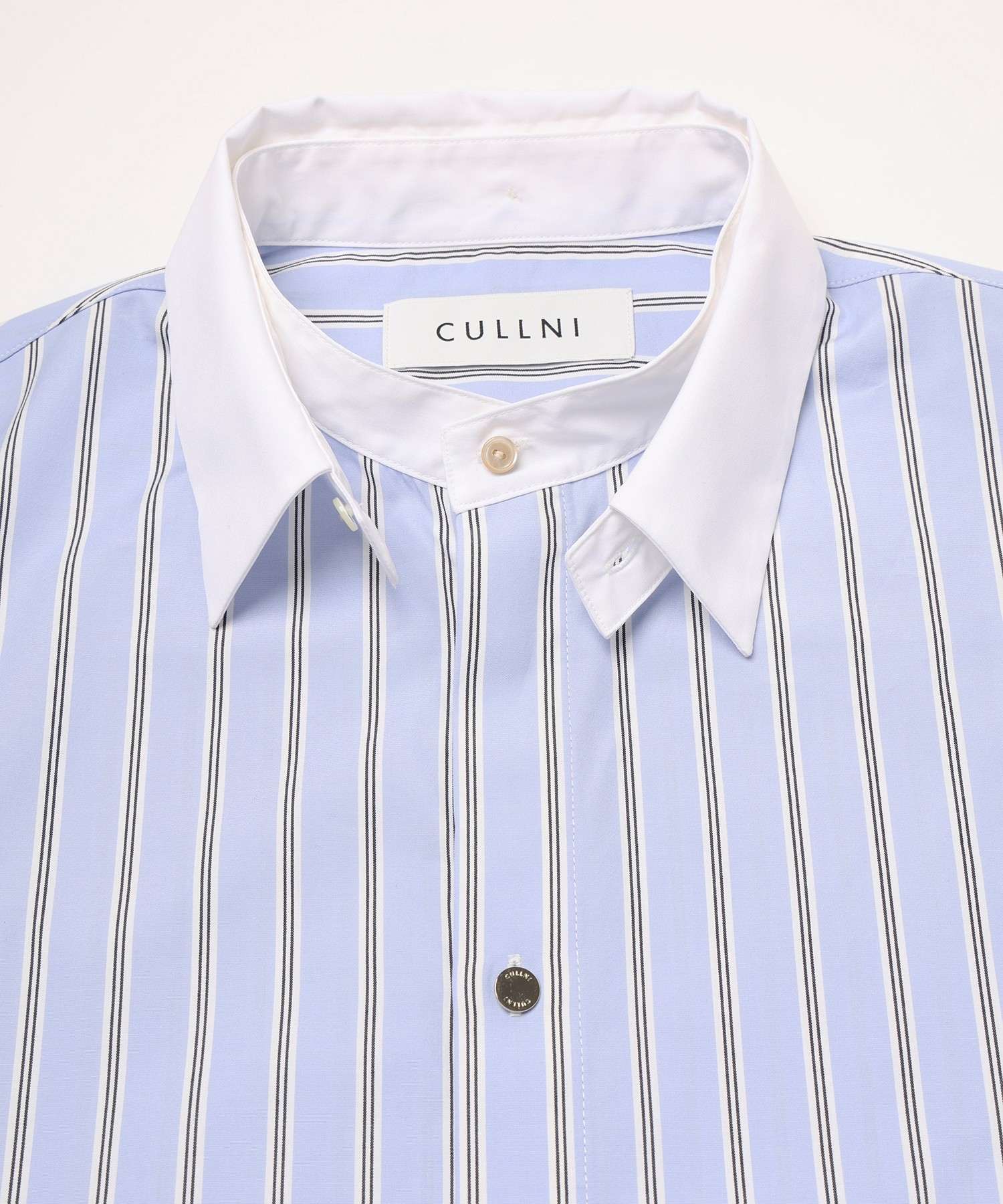 Stripe Broad Detachable Collar Shirt