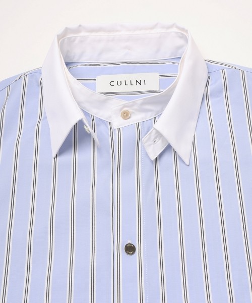 Stripe Broad Detachable Collar Shirt