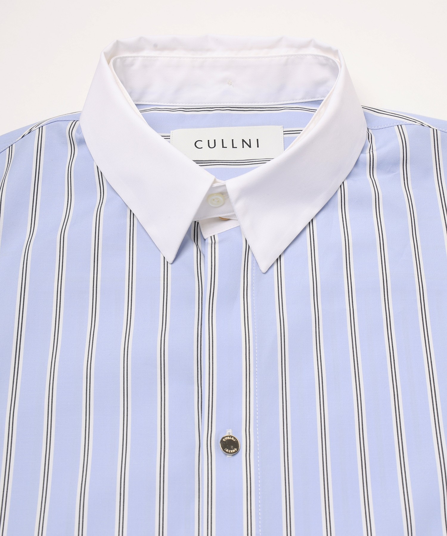 Stripe Broad Detachable Collar Shirt