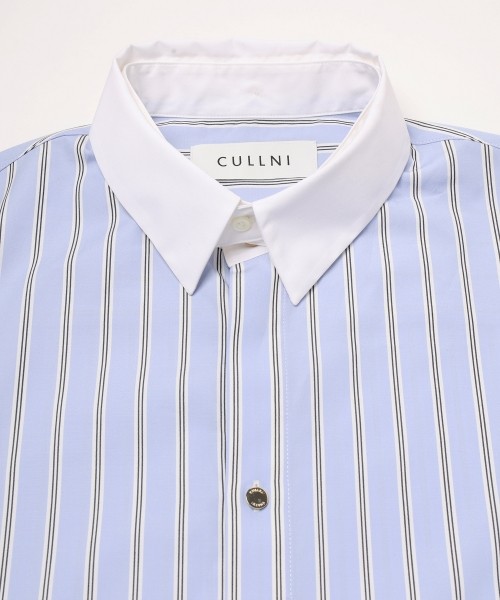 Stripe Broad Detachable Collar Shirt