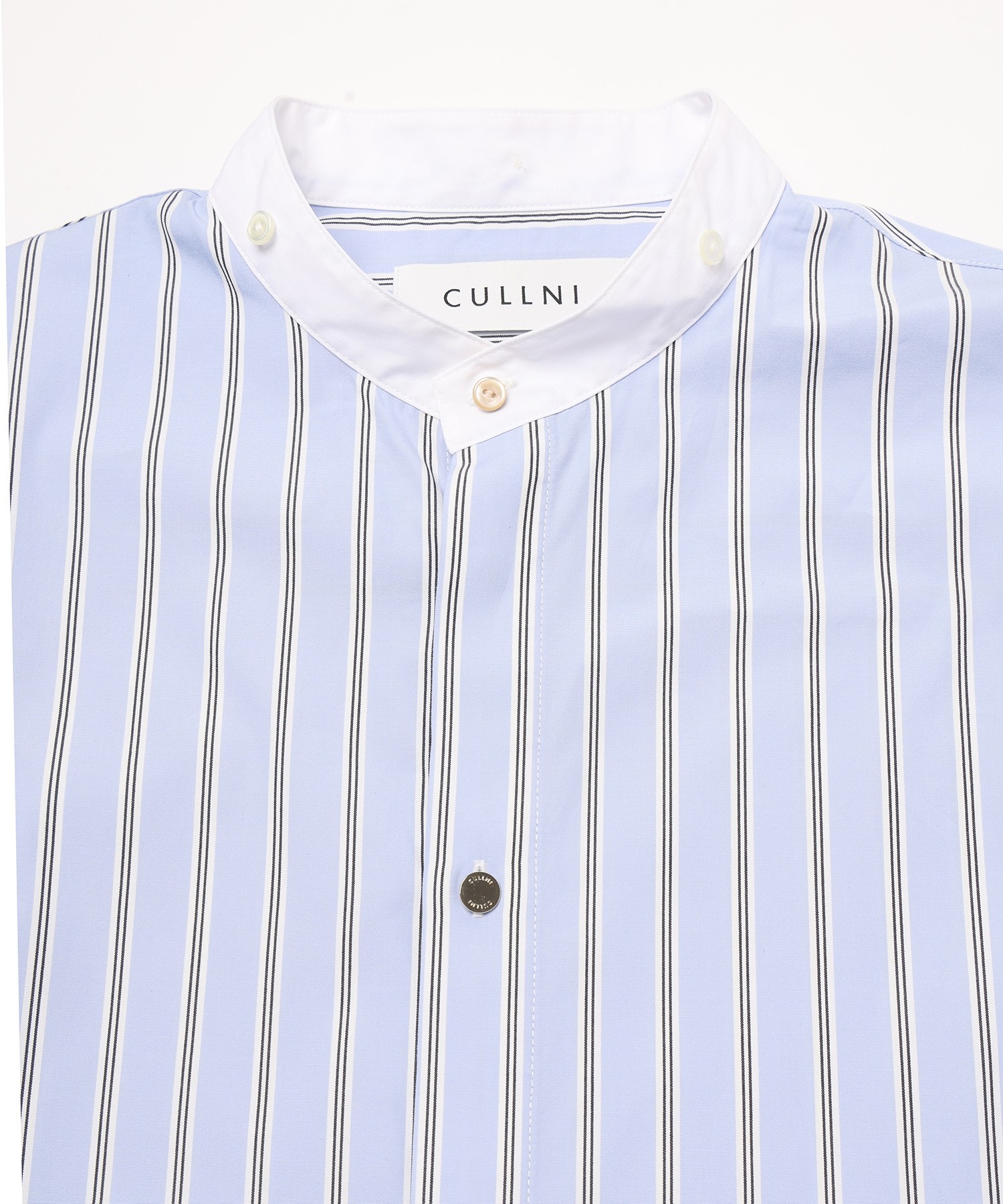 Stripe Broad Detachable Collar Shirt