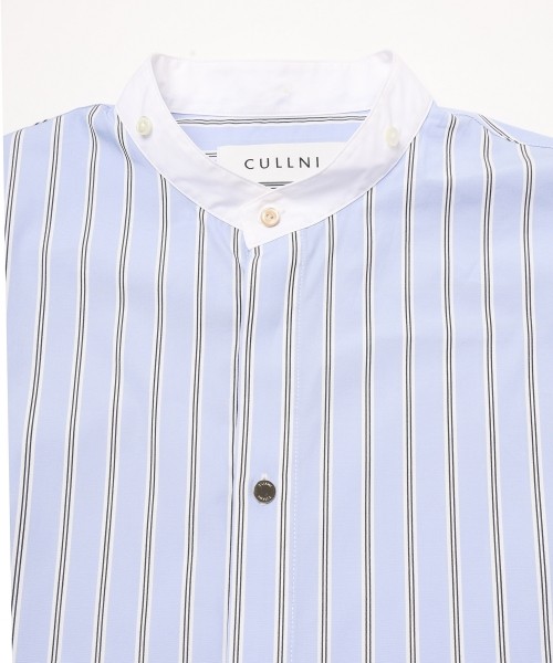 Stripe Broad Detachable Collar Shirt