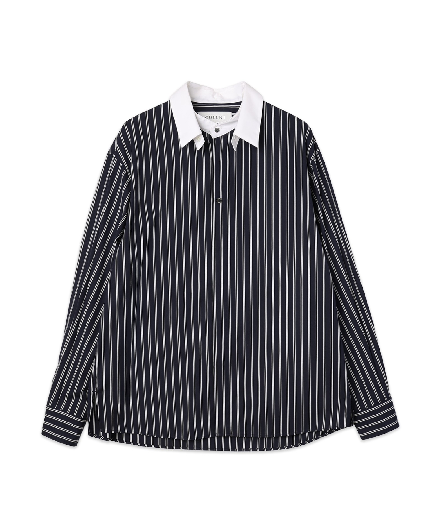 Stripe Broad Detachable Collar Shirt