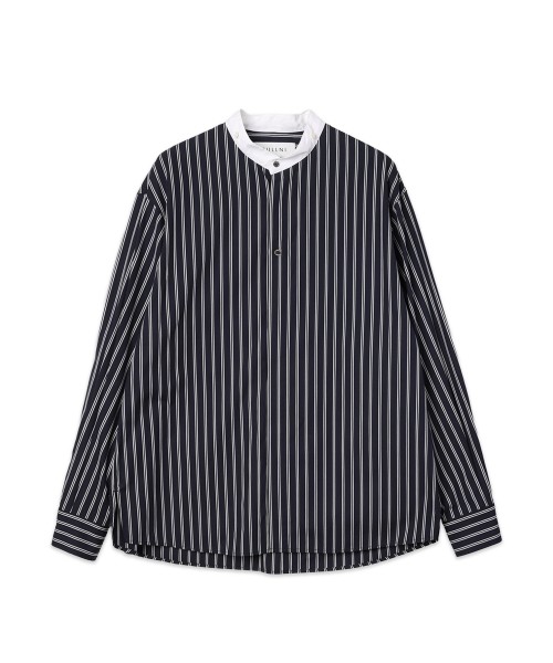 Stripe Broad Detachable Collar Shirt