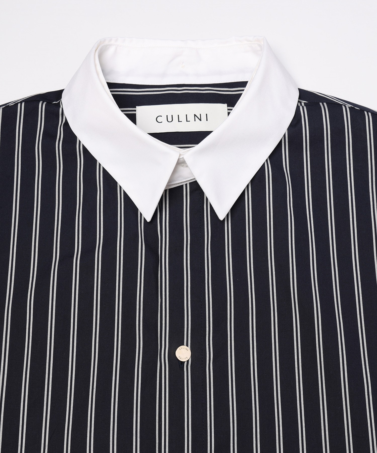 Stripe Broad Detachable Collar Shirt