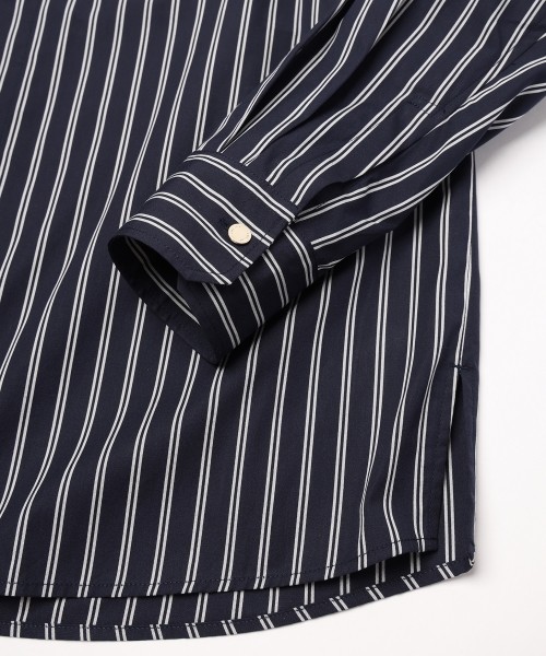 Stripe Broad Detachable Collar Shirt