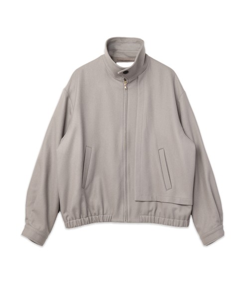 Signature Melton Asymmetrical Layered Zip Up Blouson
