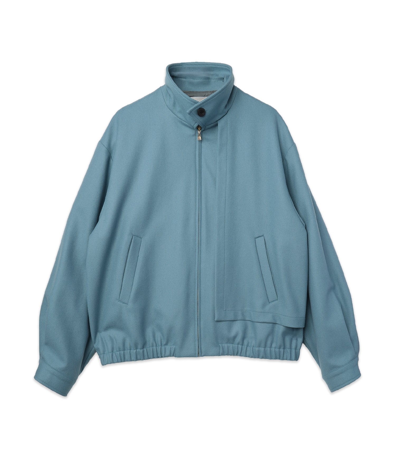 Signature Melton Asymmetrical Layered Zip Up Blouson