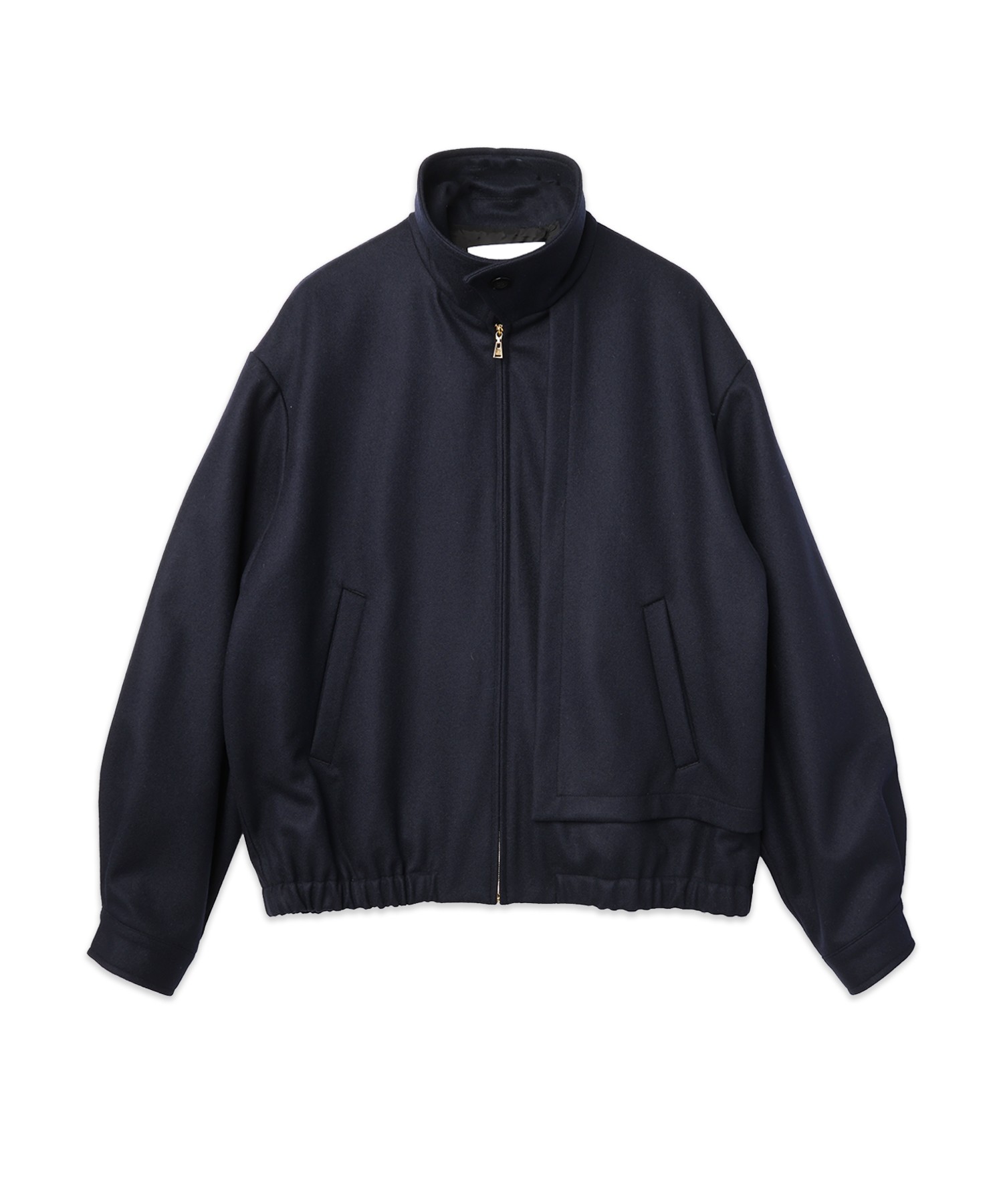 Signature Melton Asymmetrical Layered Zip Up Blouson