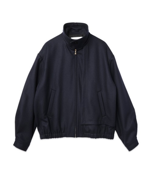 Signature Melton Asymmetrical Layered Zip Up Blouson