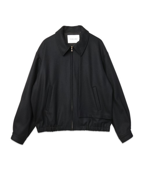 Signature Melton Asymmetrical Layered Zip Up Blouson