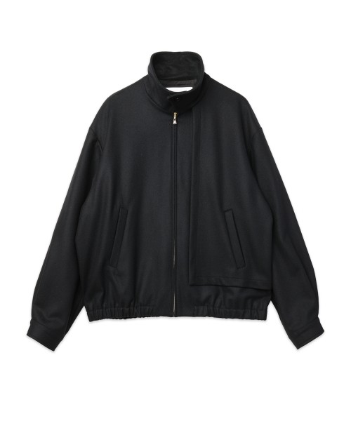 Signature Melton Asymmetrical Layered Zip Up Blouson