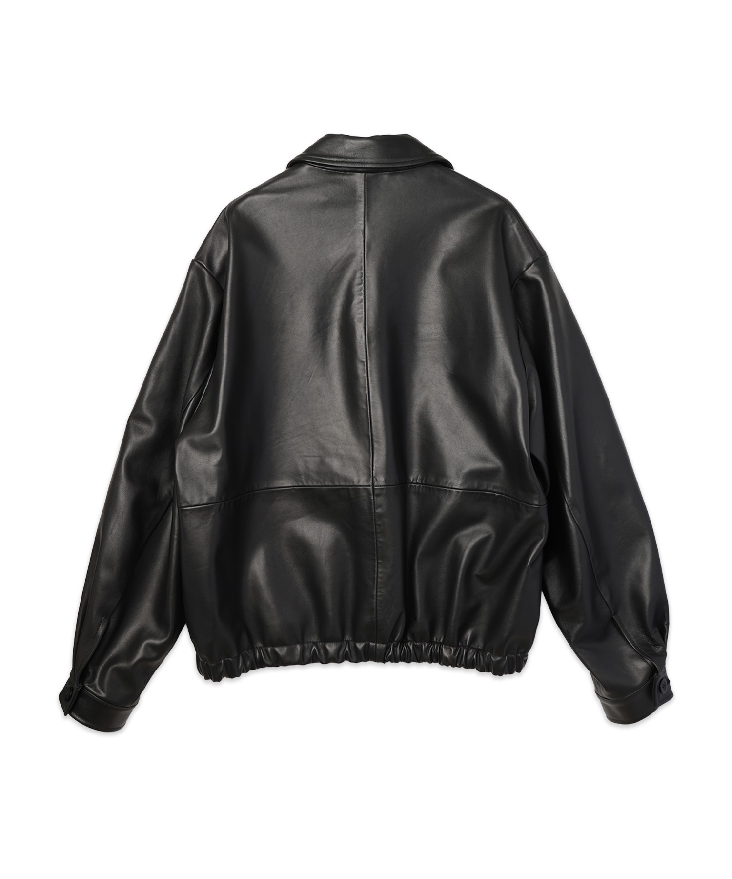 Clean Lamb Leather Asymmetrical Layered Zip Up Blouson
