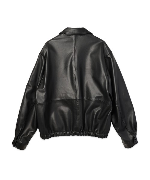 Clean Lamb Leather Asymmetrical Layered Zip Up Blouson