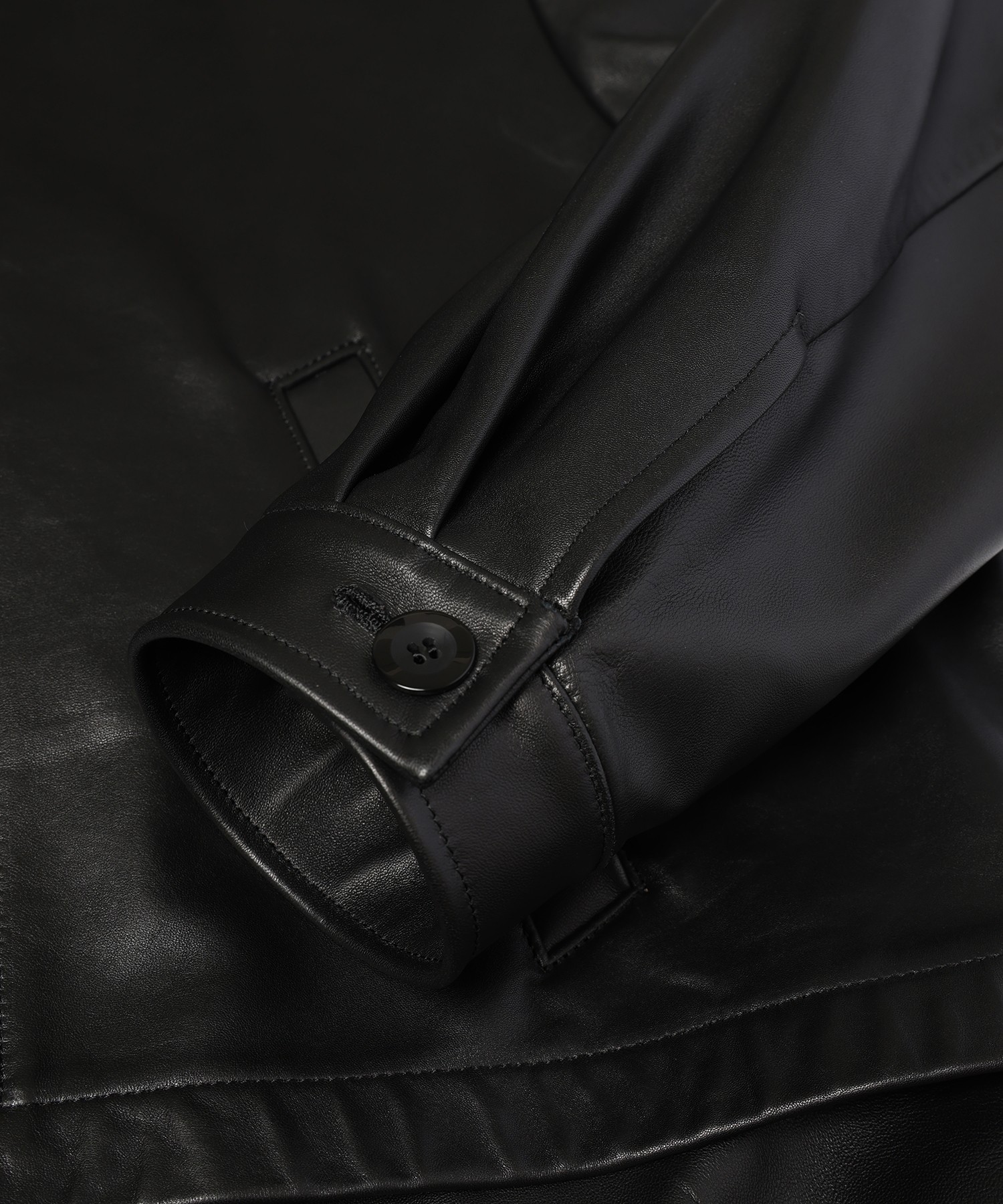 Clean Lamb Leather Asymmetrical Layered Zip Up Blouson