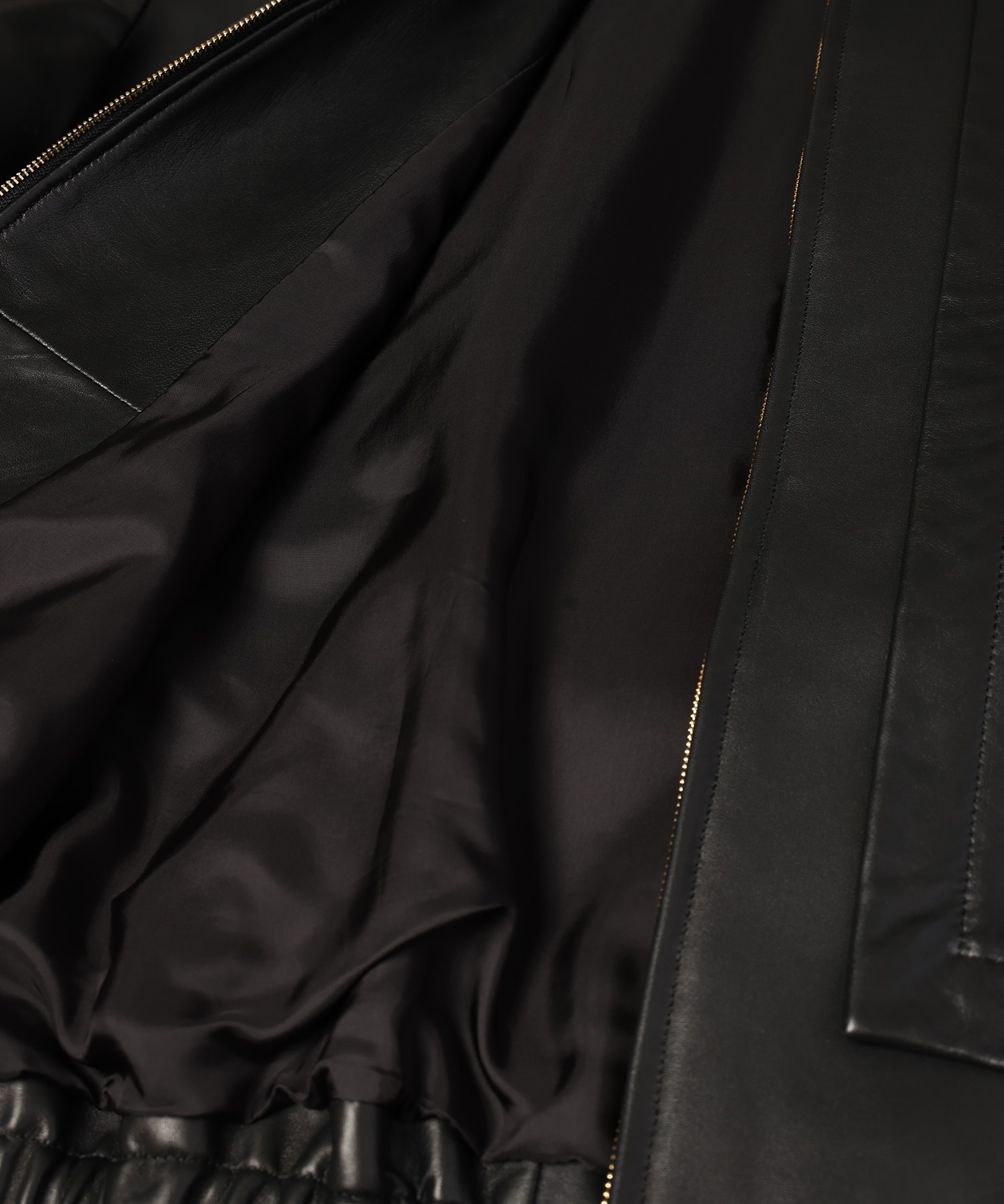 Clean Lamb Leather Asymmetrical Layered Zip Up Blouson