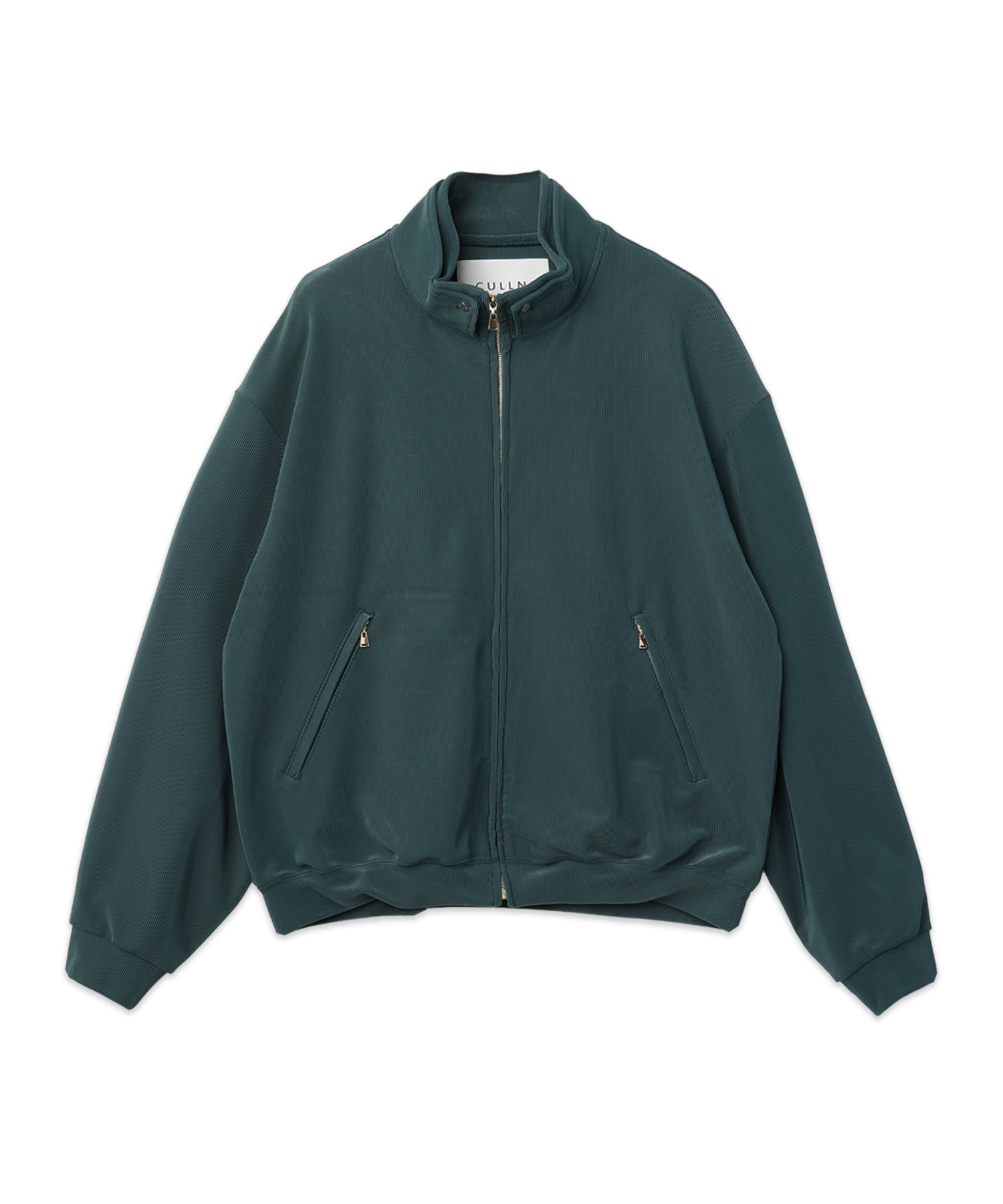 Stretch Fiber Cord Pique Layered Collar Zip Up Blouson