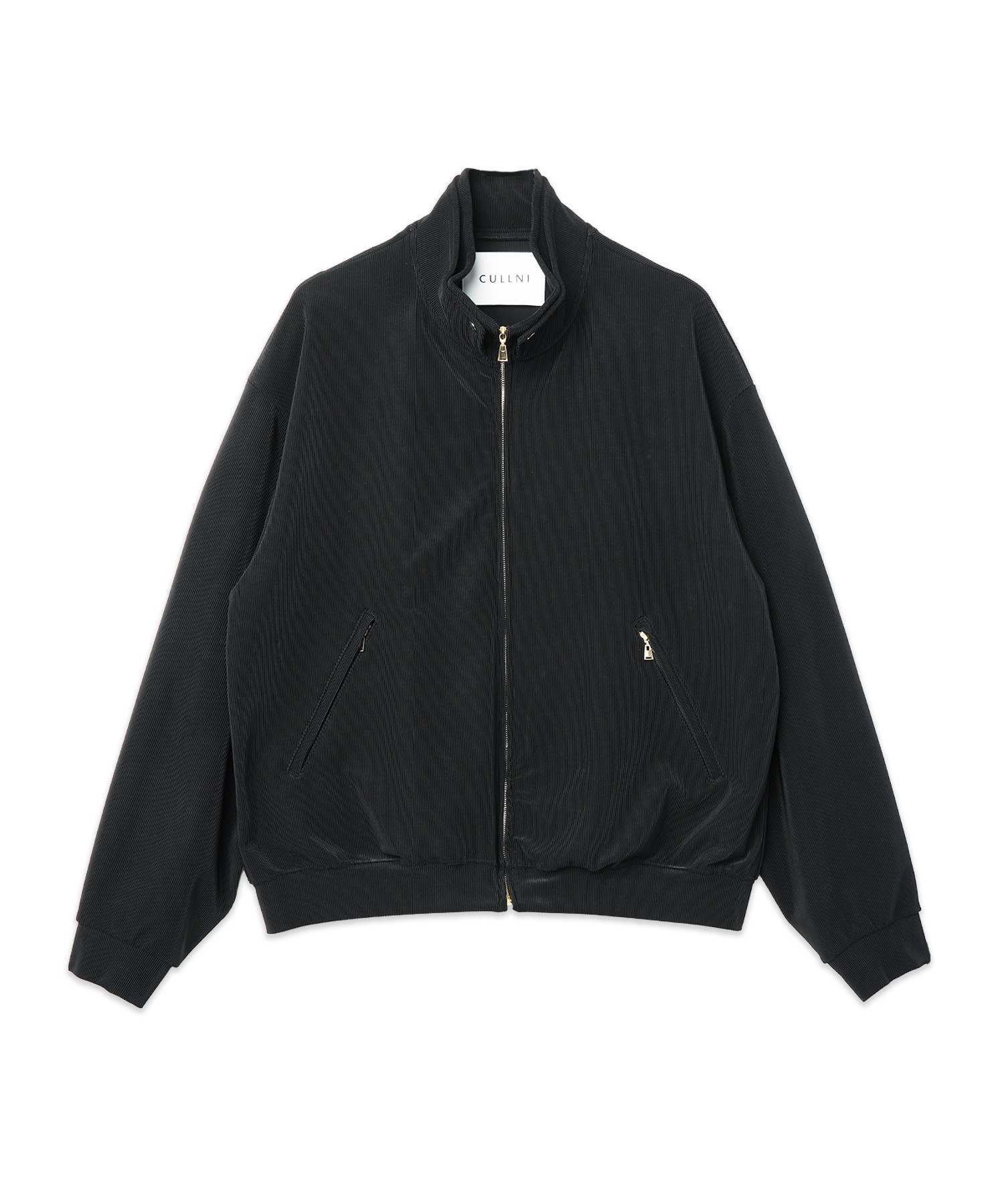 Stretch Fiber Cord Pique Layered Collar Zip Up Blouson