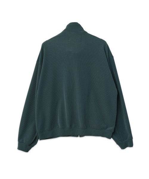 Stretch Fiber Cord Pique Layered Collar Zip Up Blouson