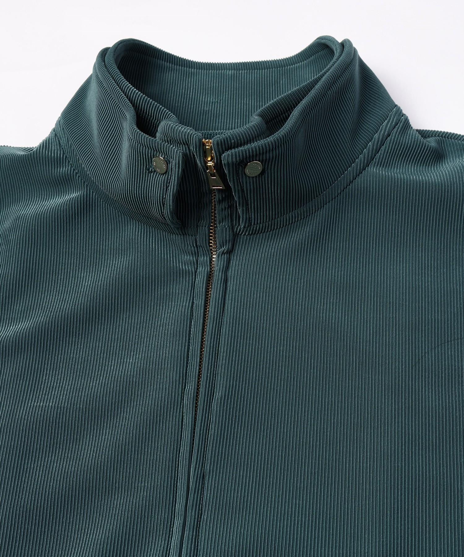 Stretch Fiber Cord Pique Layered Collar Zip Up Blouson