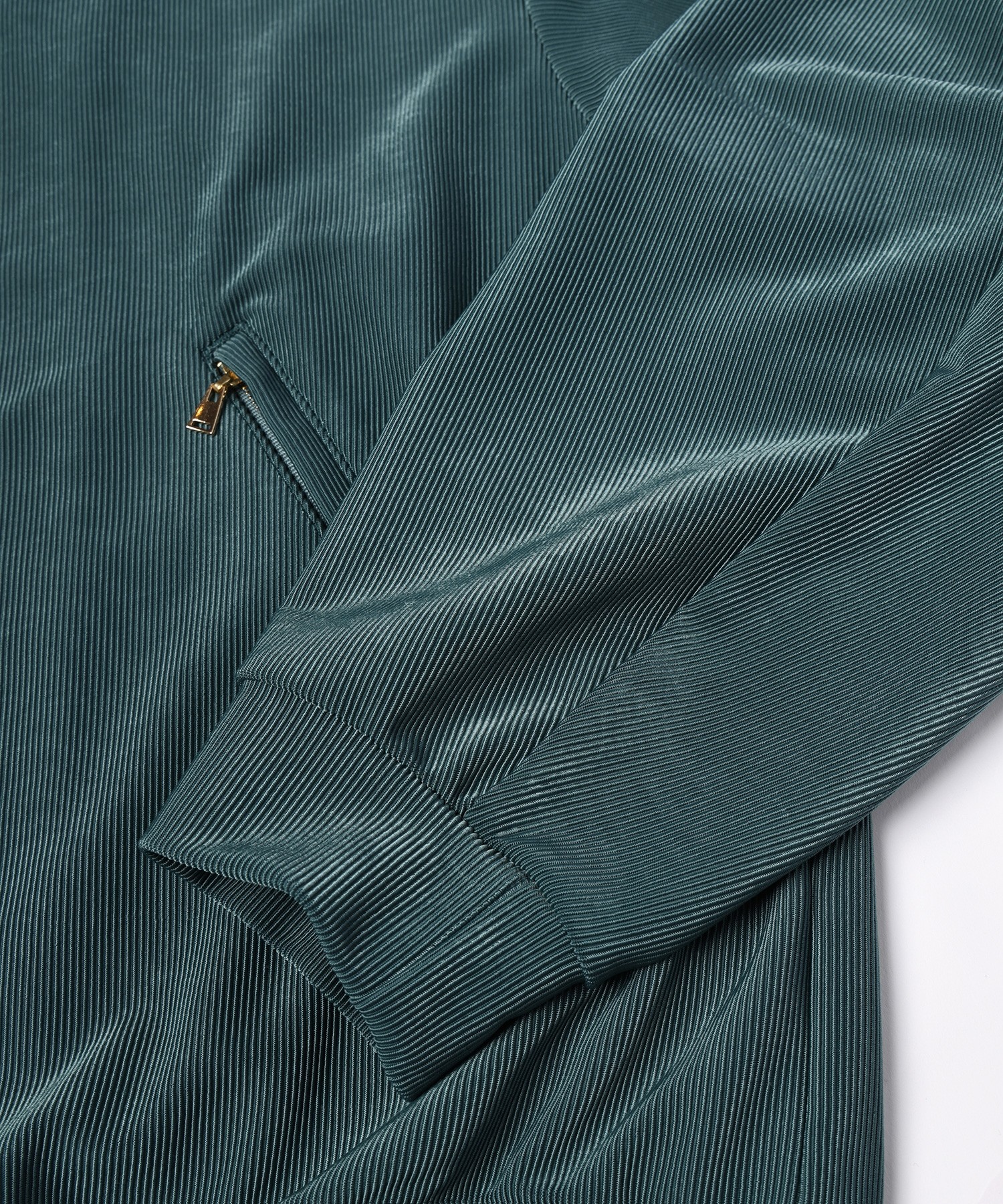 Stretch Fiber Cord Pique Layered Collar Zip Up Blouson