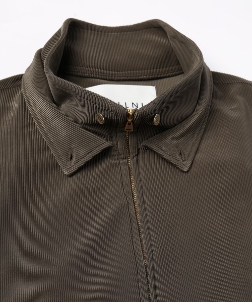 Stretch Fiber Cord Pique Layered Collar Zip Up Blouson