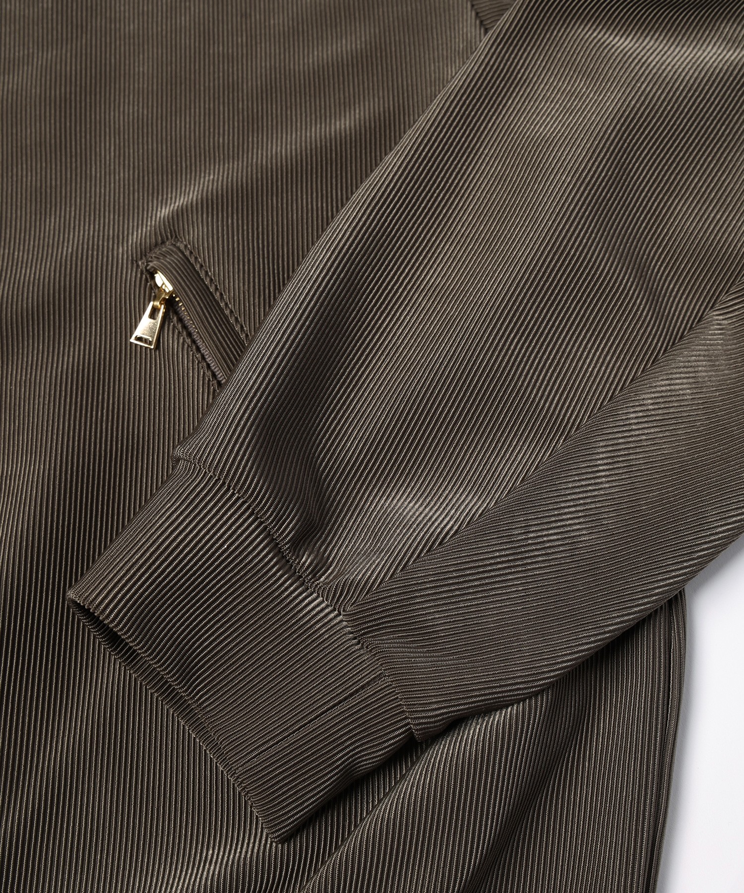 Stretch Fiber Cord Pique Layered Collar Zip Up Blouson