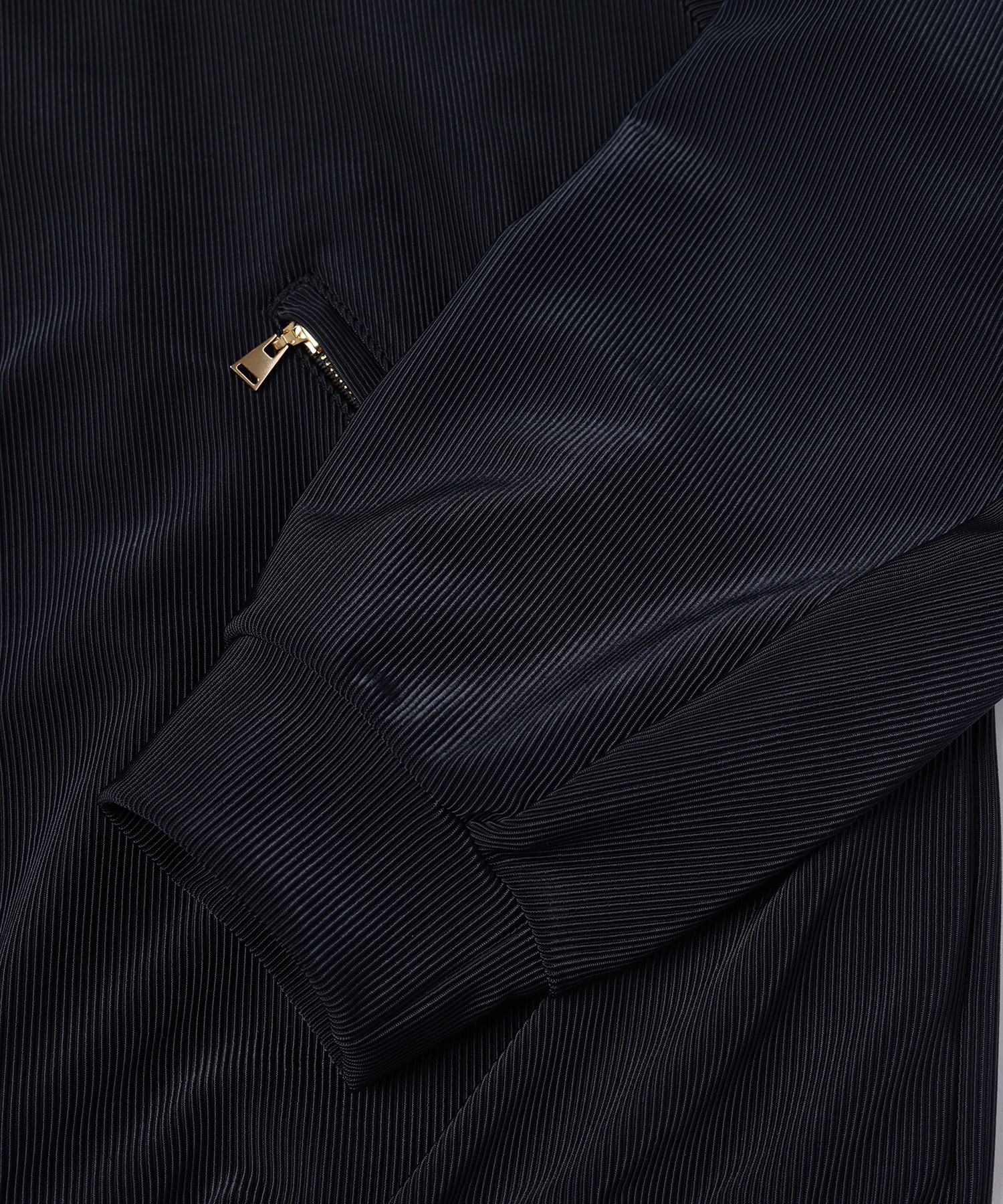 Stretch Fiber Cord Pique Layered Collar Zip Up Blouson