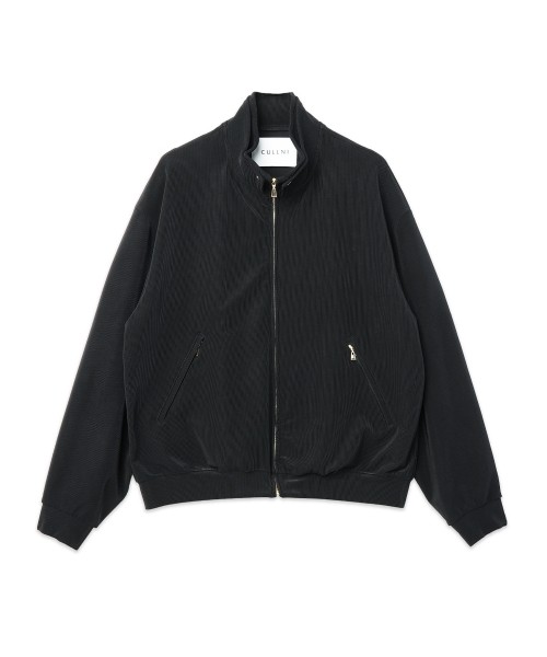 Stretch Fiber Cord Pique Layered Collar Zip Up Blouson