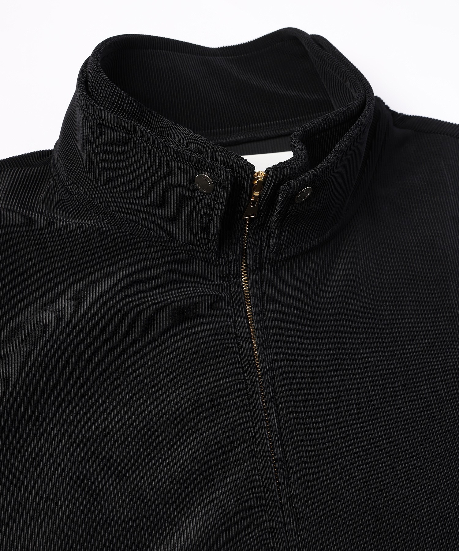 Stretch Fiber Cord Pique Layered Collar Zip Up Blouson
