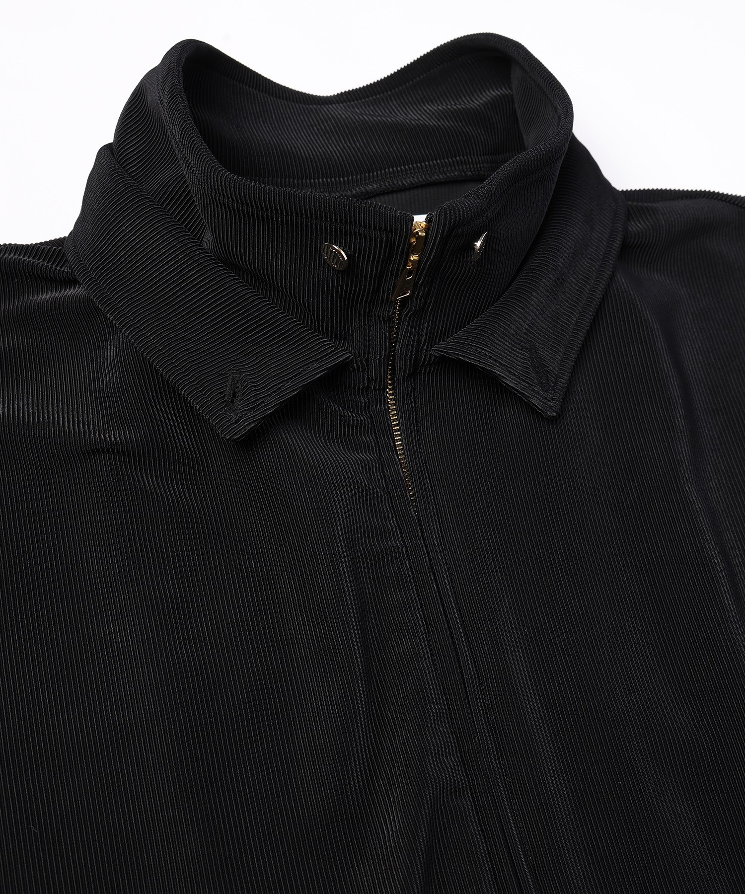 Stretch Fiber Cord Pique Layered Collar Zip Up Blouson