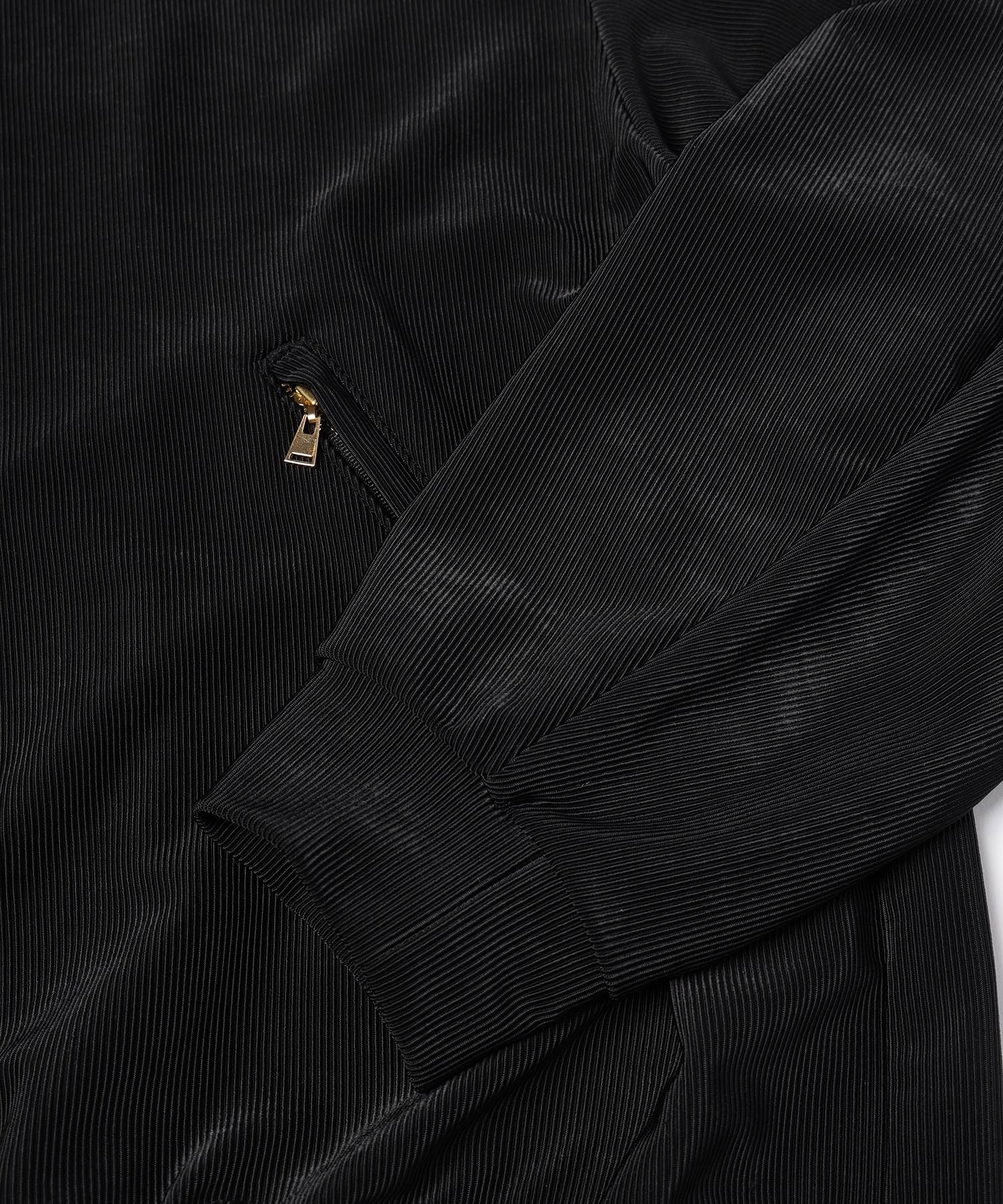 Stretch Fiber Cord Pique Layered Collar Zip Up Blouson