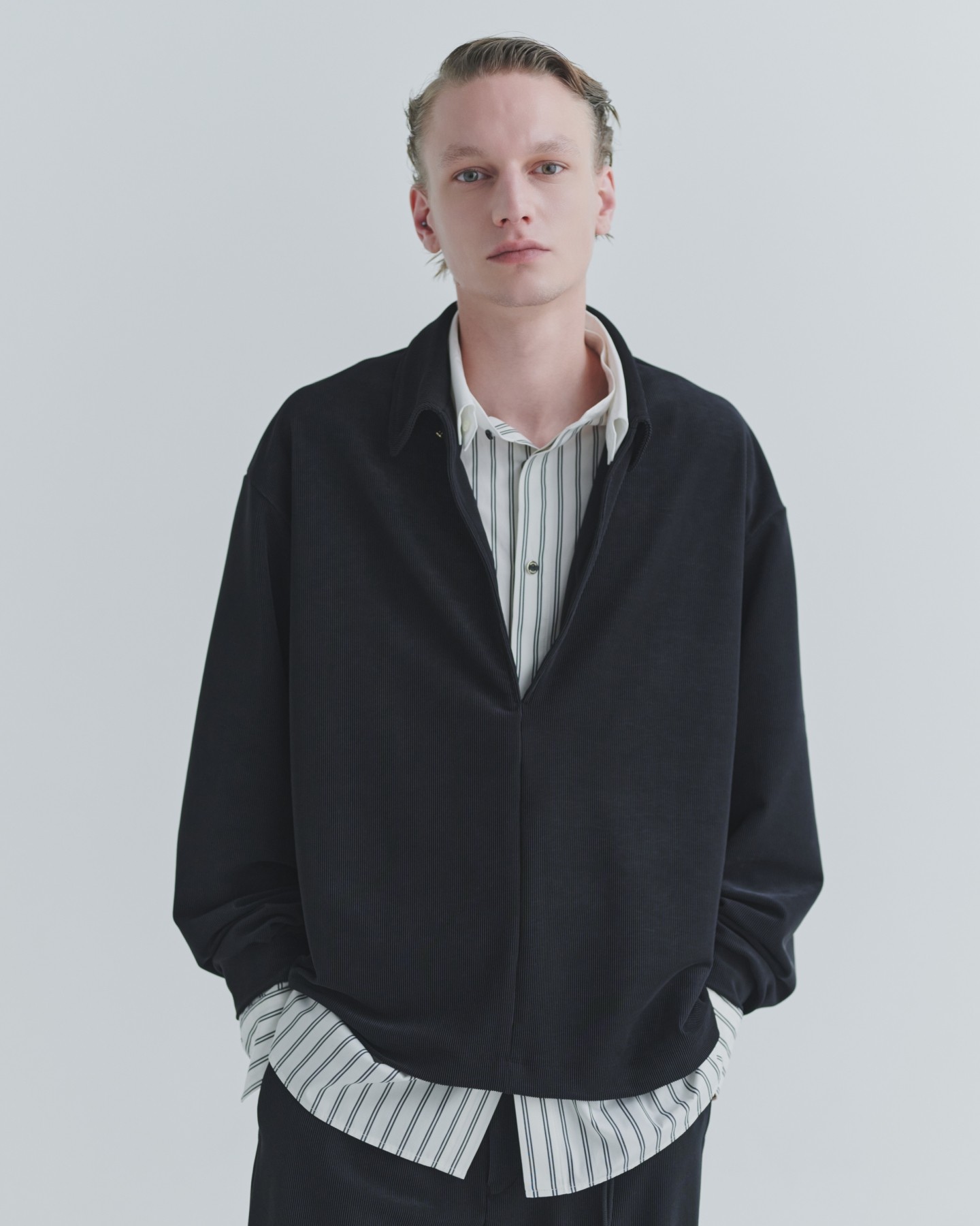 Stretch Fiber Cord Pique Skipper Collar Shirts