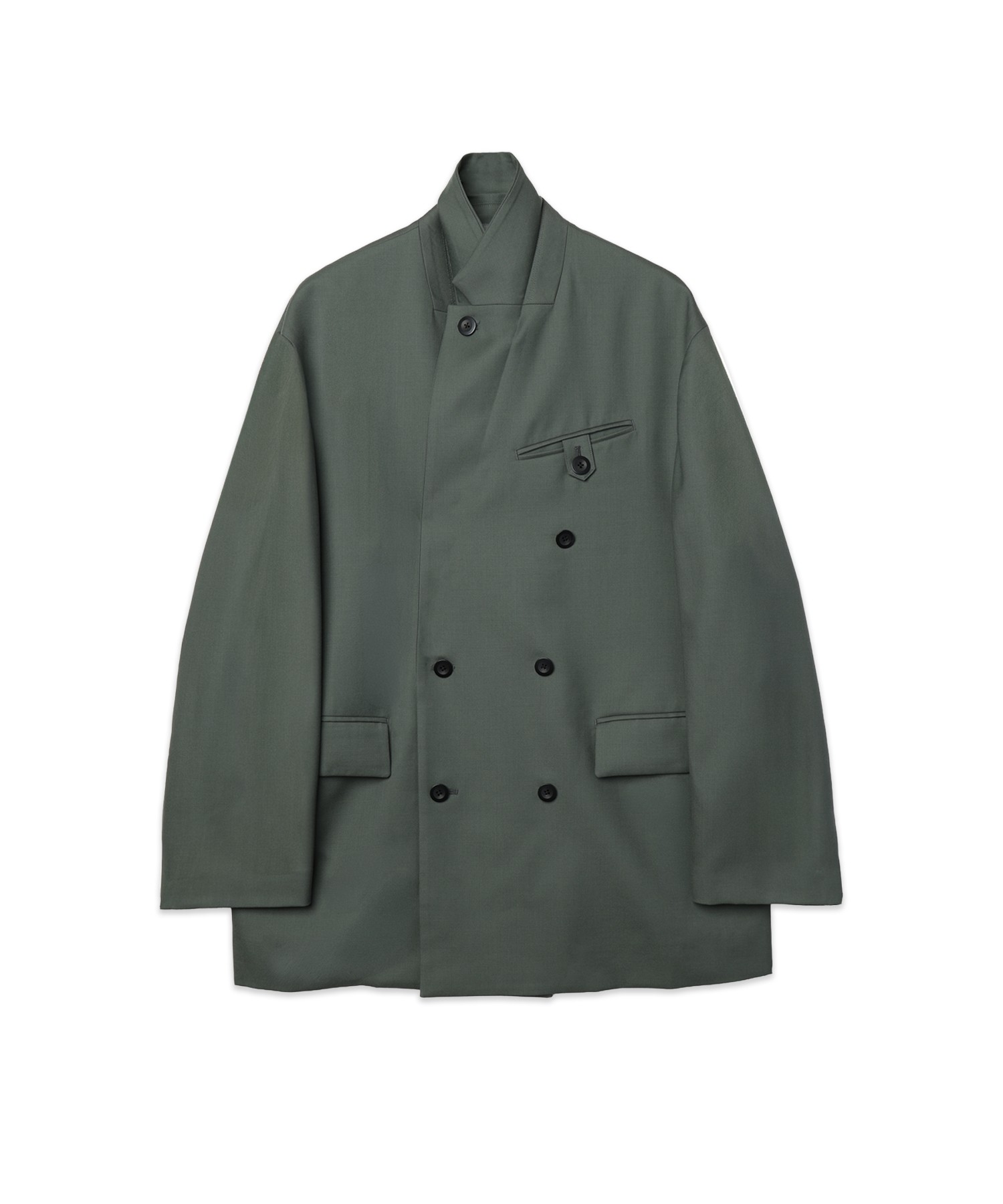 Super 120s Wool Twill Suspender Tape Double Breasted Jacket