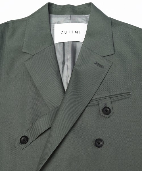 Super 120s Wool Twill Suspender Tape Double Breasted Jacket