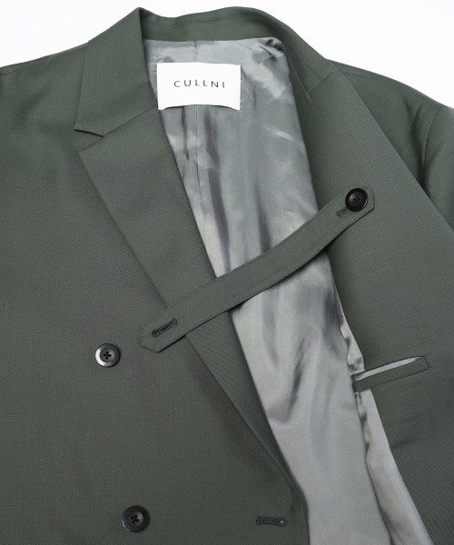 Super 120s Wool Twill Suspender Tape Double Breasted Jacket