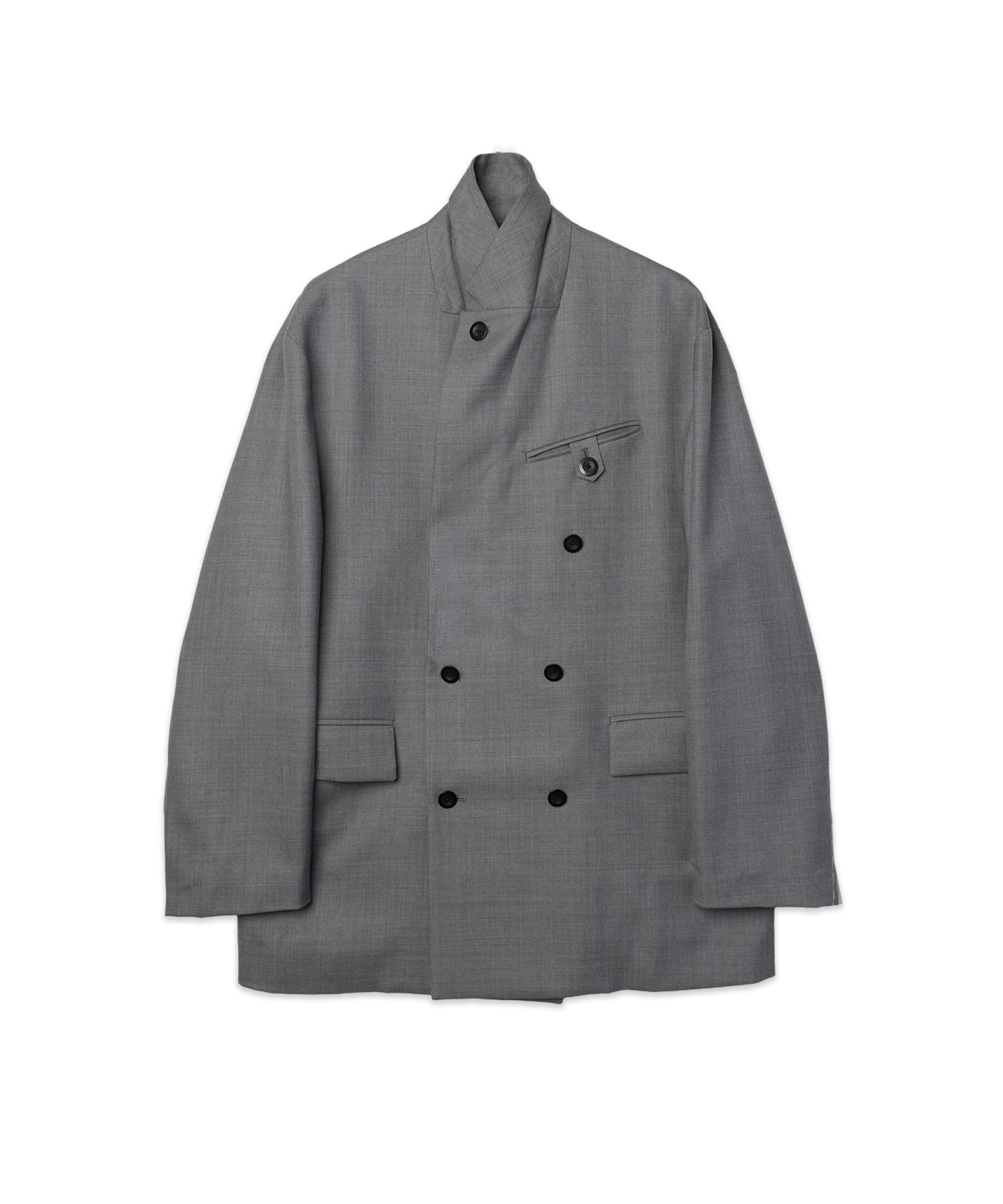 Super 120s Wool Twill Suspender Tape Double Breasted Jacket