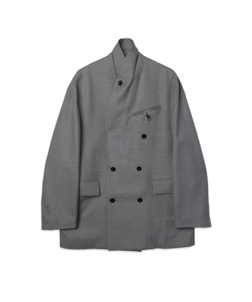 Super 120s Wool Twill Suspender Tape Double Breasted Jacket