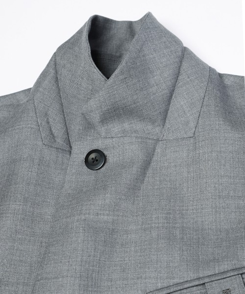 Super 120s Wool Twill Suspender Tape Double Breasted Jacket