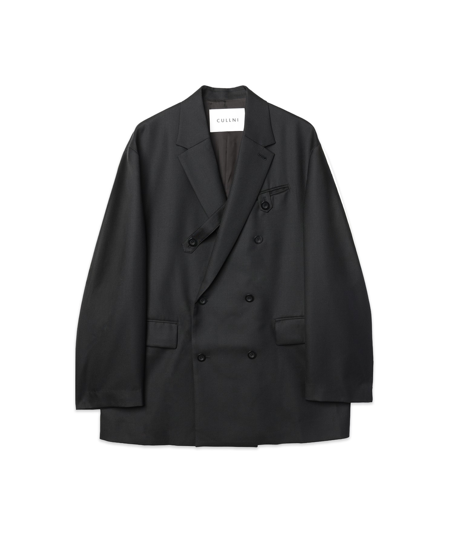 Super 120s Wool Twill Suspender Tape Double Breasted Jacket