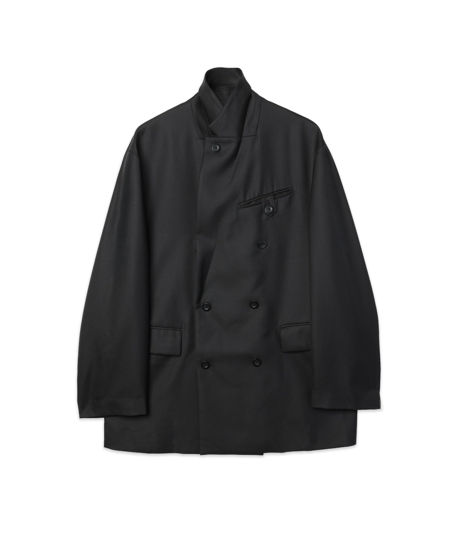 Super 120s Wool Twill Suspender Tape Double Breasted Jacket