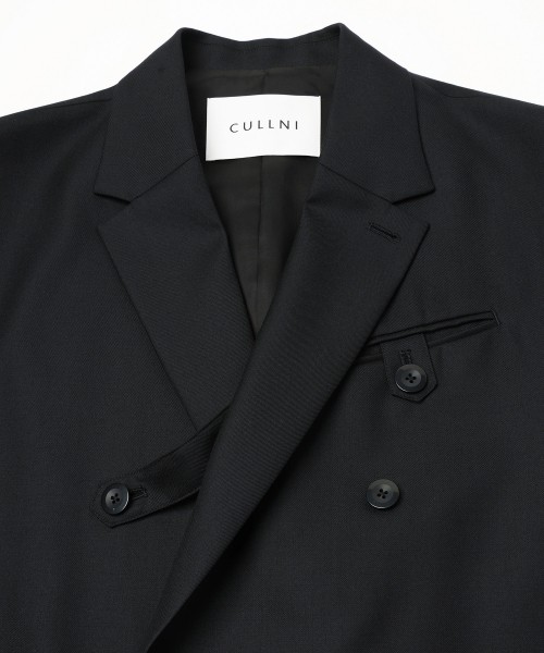 Super 120s Wool Twill Suspender Tape Double Breasted Jacket