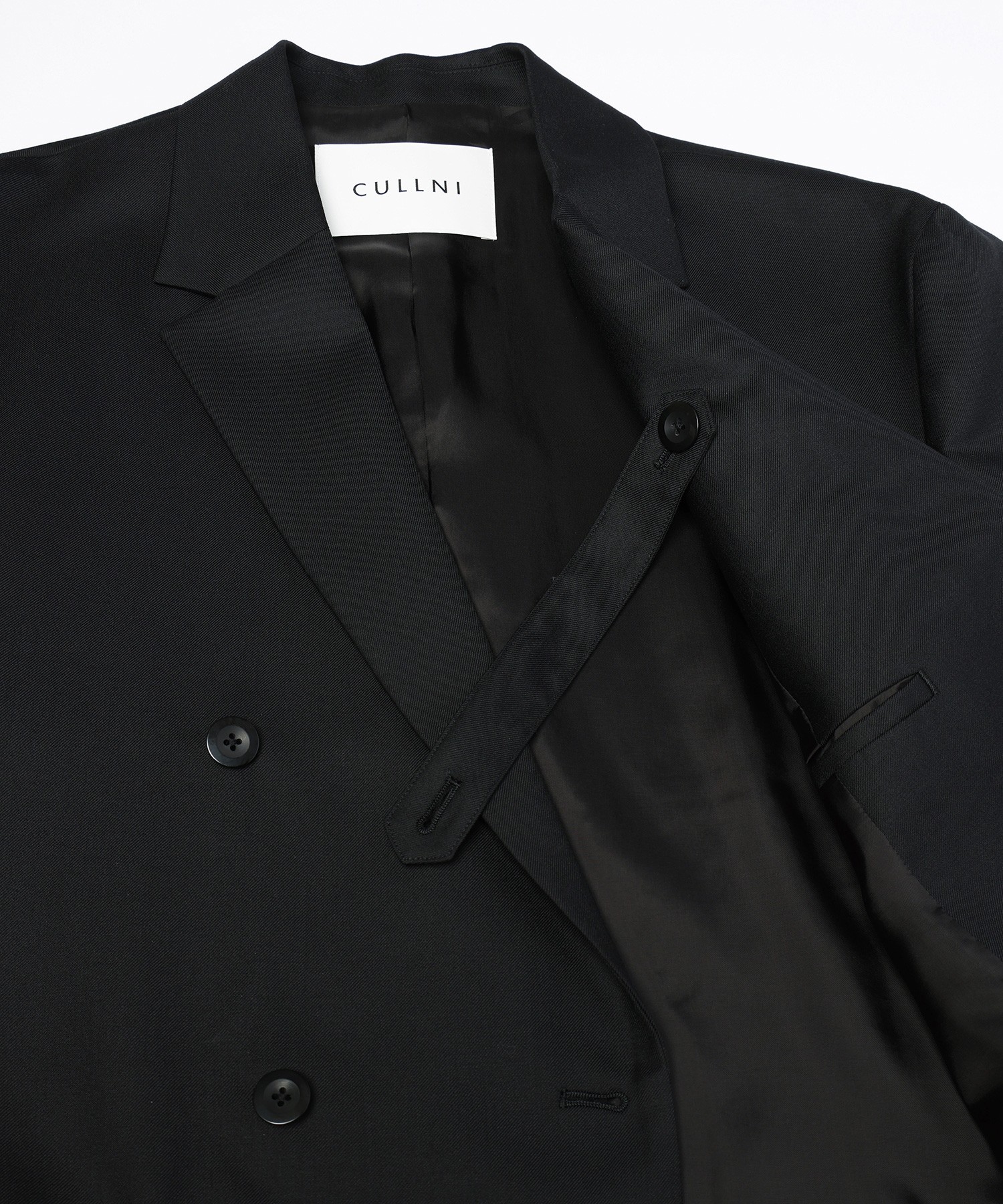 Super 120s Wool Twill Suspender Tape Double Breasted Jacket