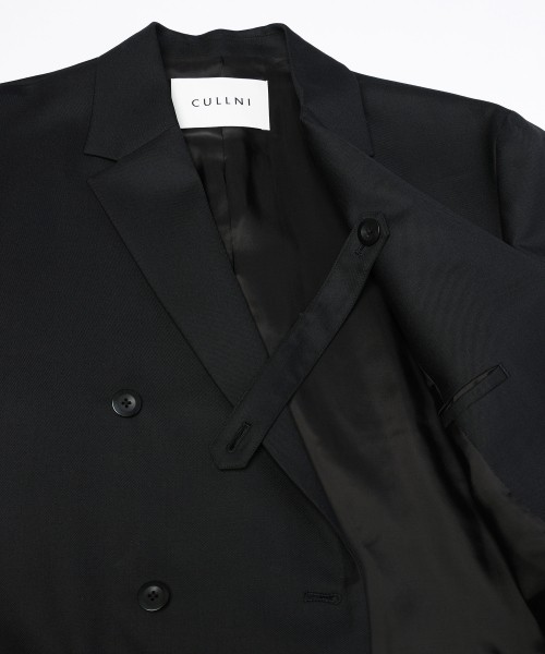 Super 120s Wool Twill Suspender Tape Double Breasted Jacket