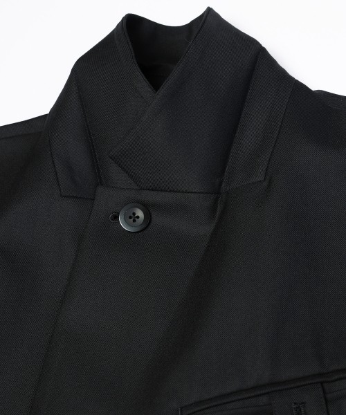 Super 120s Wool Twill Suspender Tape Double Breasted Jacket