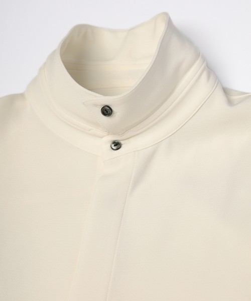 Triacetate Airy Cloth Long Sleeve Shirt Blouson